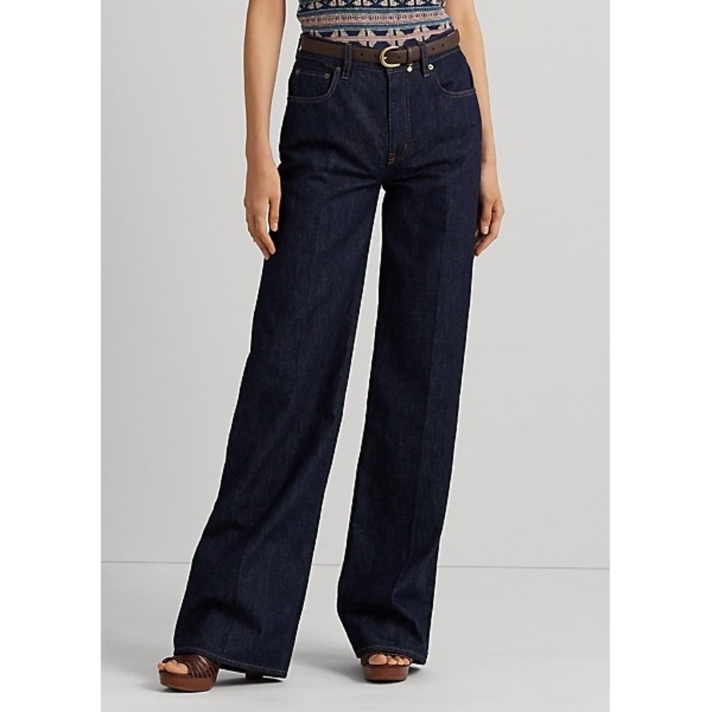 Lauren Ralph lauren Mid Rise Wide leg Dark Size 6 Petite 6P NEW